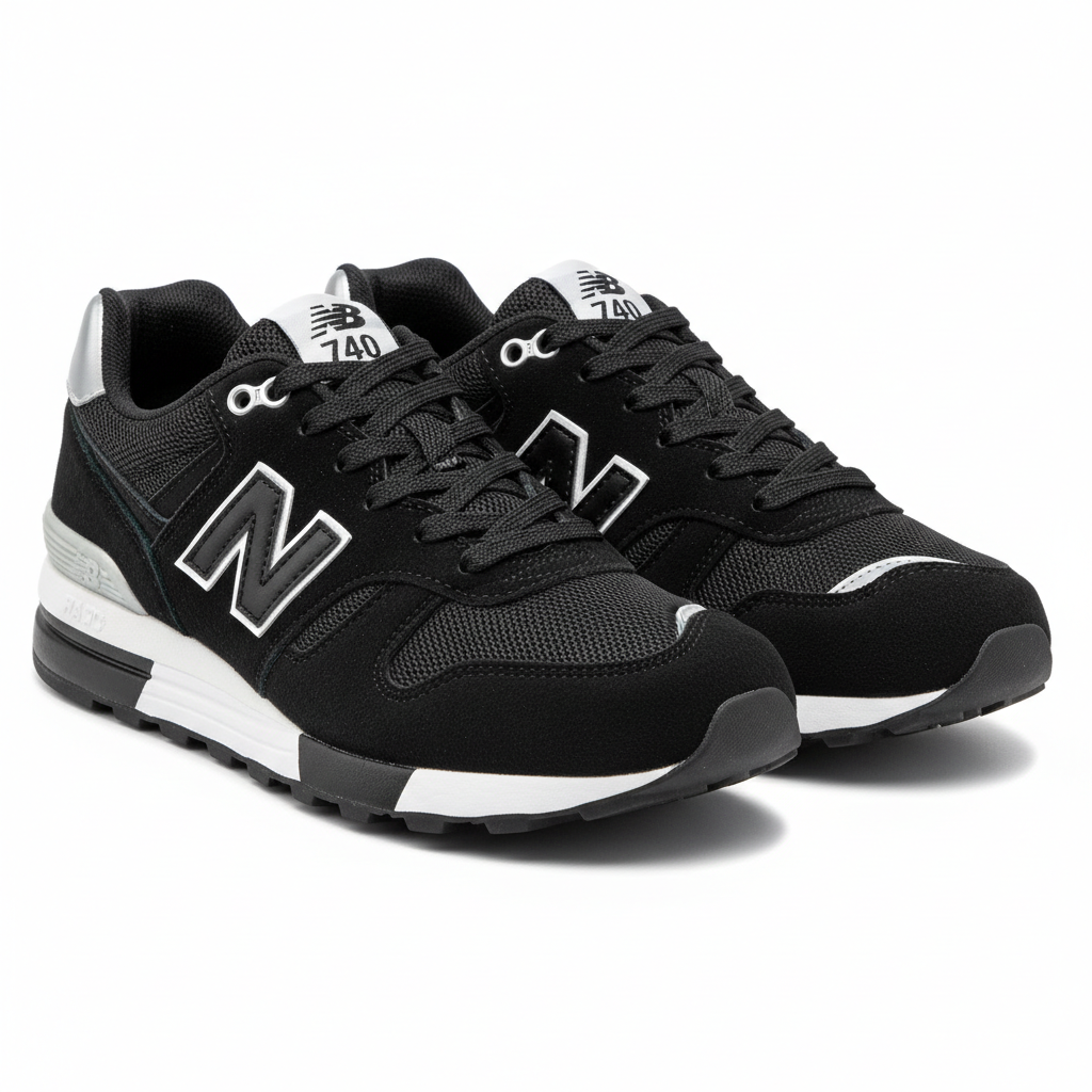 New Balance 740 Black Silver - Front View